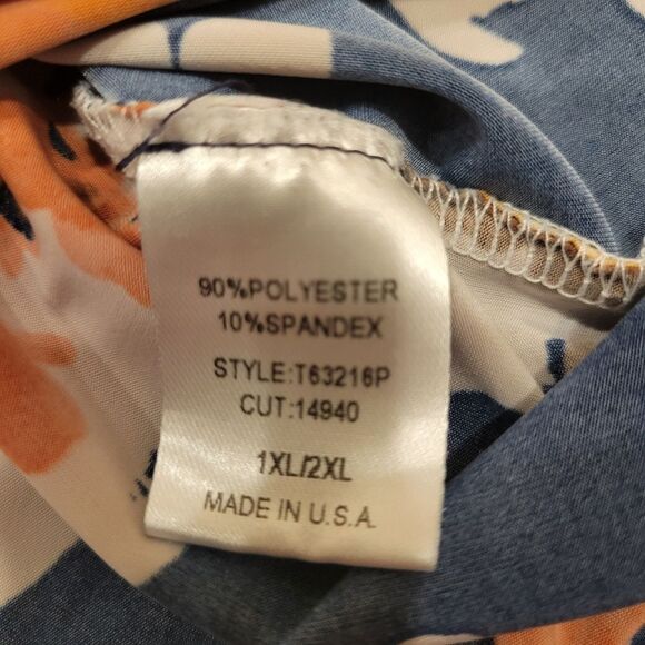 ODDY Plus Size Floral Blouse  V-Neck Dropped Shoulder Long Sleeve Silky/ Stretch - Picture 7 of 7